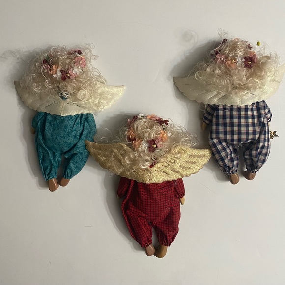Set of 3 Angels Decor Handcrafted ceramic Holiday Decor Craft vintage - Picture 2 of 13